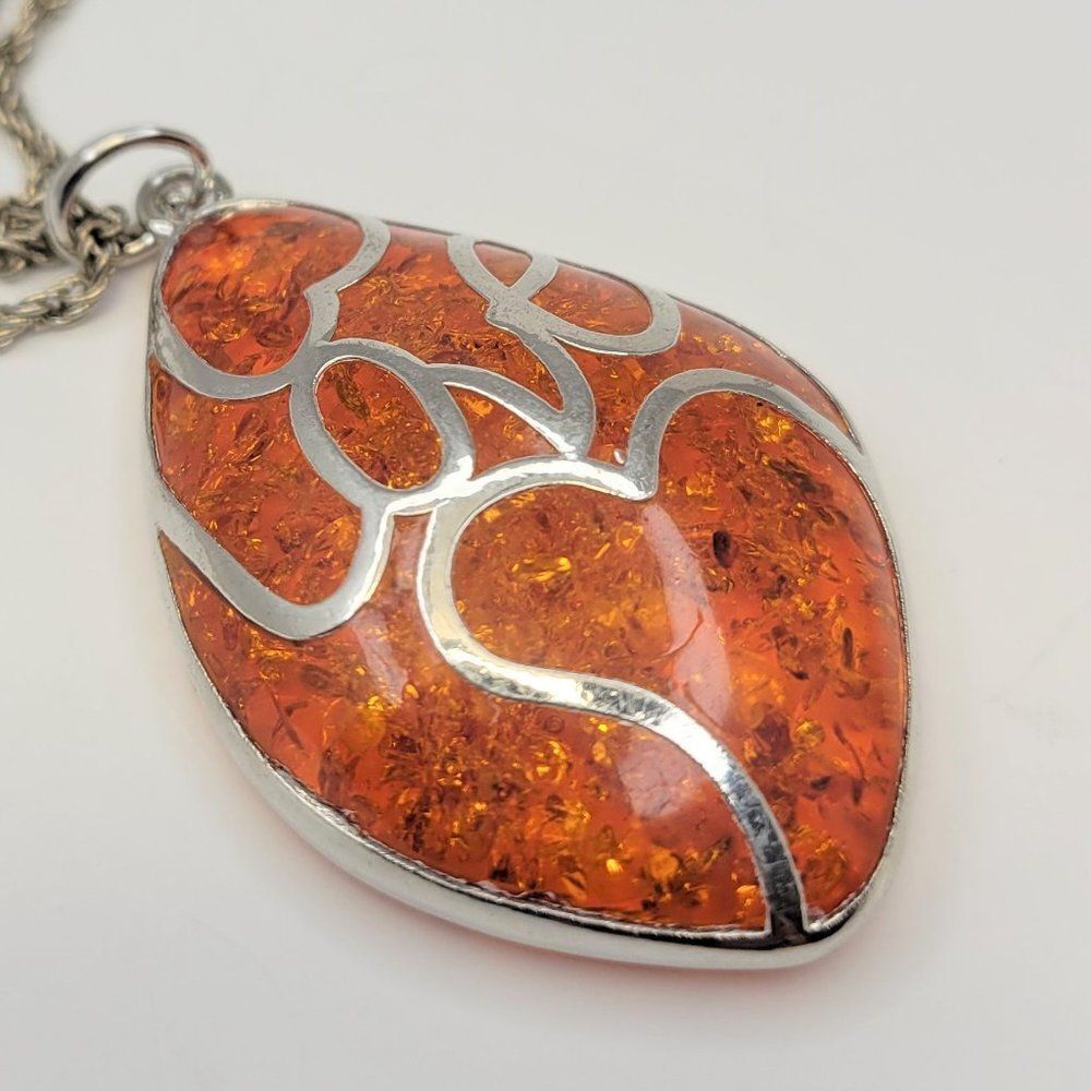 Orange Acrylic Glass Pendant Necklace